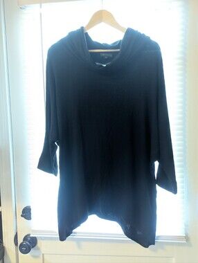 Black Hooded Cowl Neck Sweater